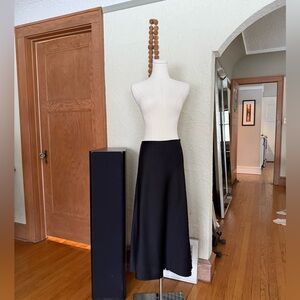 Paige satin Black Midi Skirt